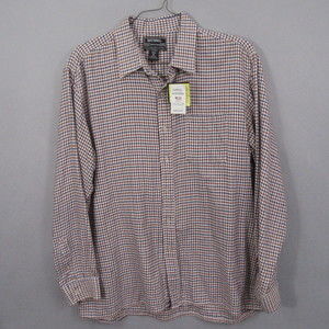 National Outfitters Mens Button Up Flannel‎ Shirt XL Brown Blue Long